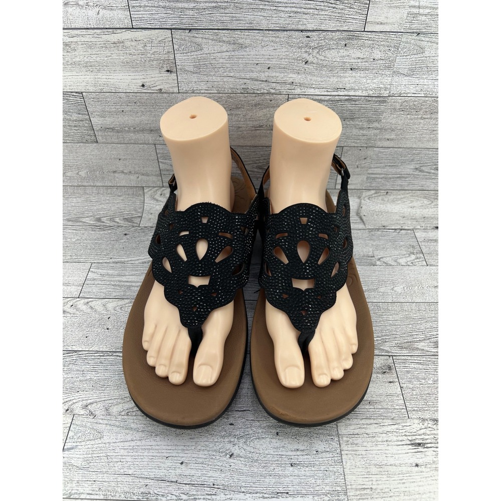 Rockport Briah Perf Sling Black Embellished Wedge Sandals CJ1963 Women Size 9